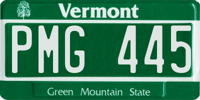 VT license plate PMG445