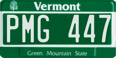 VT license plate PMG447