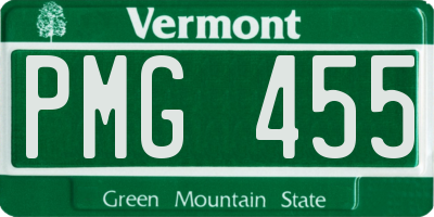 VT license plate PMG455