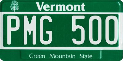 VT license plate PMG500