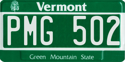 VT license plate PMG502