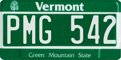 VT license plate PMG542