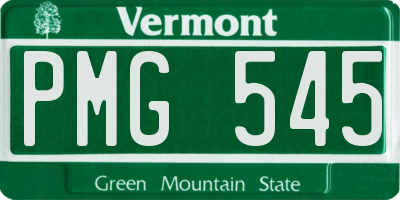 VT license plate PMG545