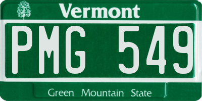 VT license plate PMG549