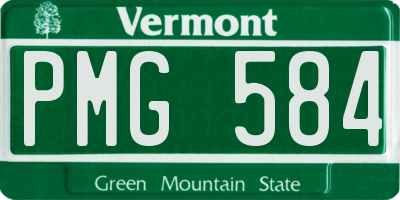 VT license plate PMG584