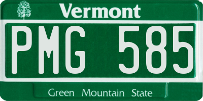 VT license plate PMG585