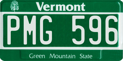 VT license plate PMG596