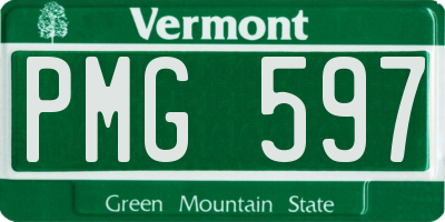 VT license plate PMG597