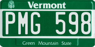 VT license plate PMG598