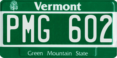 VT license plate PMG602