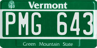 VT license plate PMG643