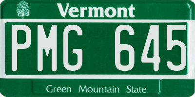 VT license plate PMG645