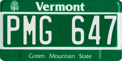 VT license plate PMG647