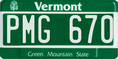 VT license plate PMG670