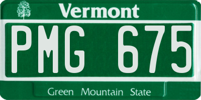 VT license plate PMG675