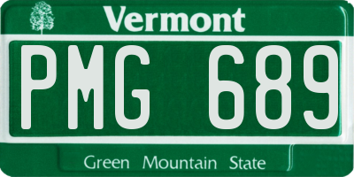 VT license plate PMG689
