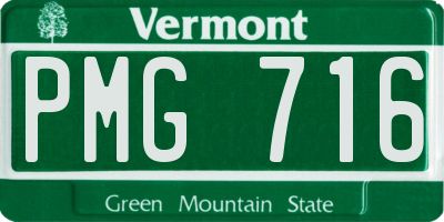 VT license plate PMG716