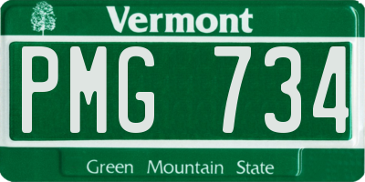 VT license plate PMG734