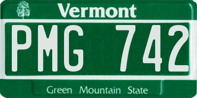 VT license plate PMG742