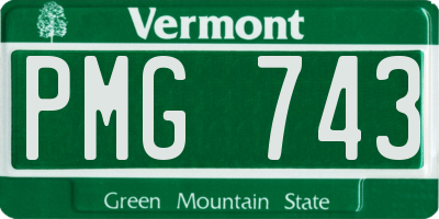VT license plate PMG743