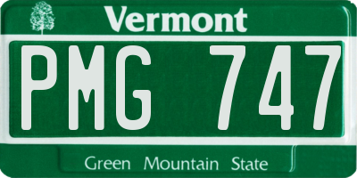 VT license plate PMG747