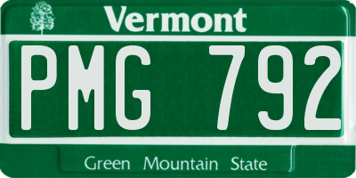 VT license plate PMG792