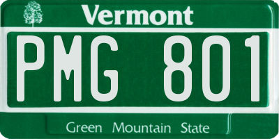 VT license plate PMG801