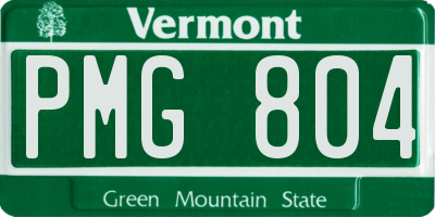 VT license plate PMG804
