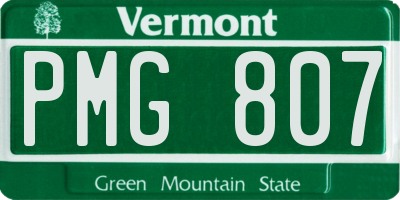VT license plate PMG807