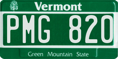 VT license plate PMG820