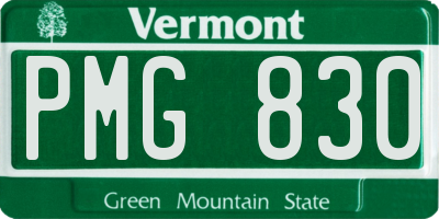 VT license plate PMG830