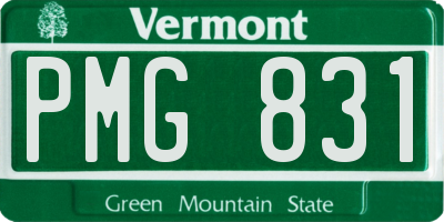 VT license plate PMG831