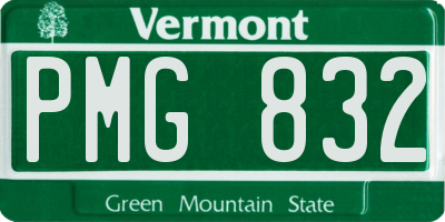 VT license plate PMG832