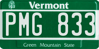VT license plate PMG833