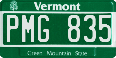 VT license plate PMG835