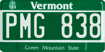 VT license plate PMG838