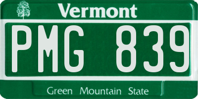 VT license plate PMG839