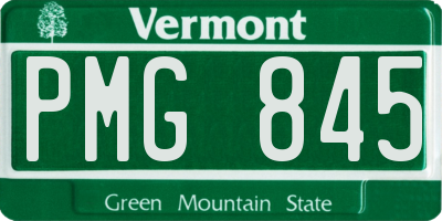 VT license plate PMG845