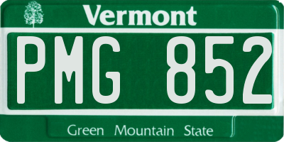 VT license plate PMG852