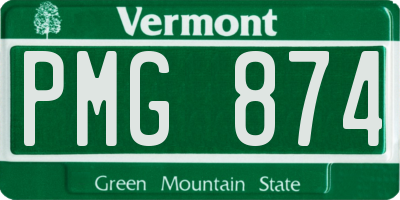VT license plate PMG874