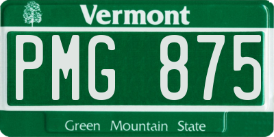 VT license plate PMG875