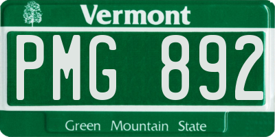 VT license plate PMG892