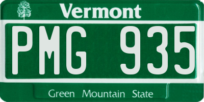 VT license plate PMG935