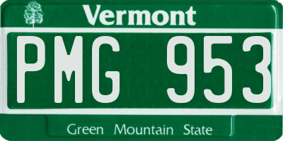 VT license plate PMG953