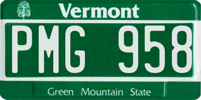 VT license plate PMG958