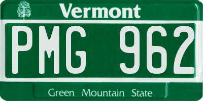 VT license plate PMG962