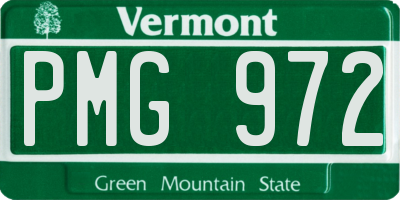 VT license plate PMG972