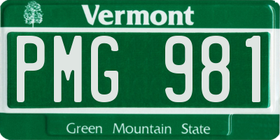 VT license plate PMG981