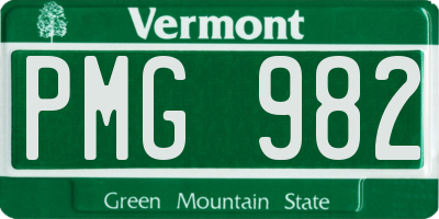 VT license plate PMG982