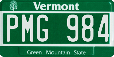 VT license plate PMG984